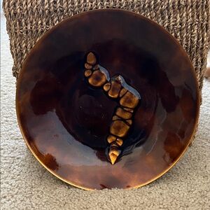 Vintage Bovano Brown and Gold Enamel‎ Dish